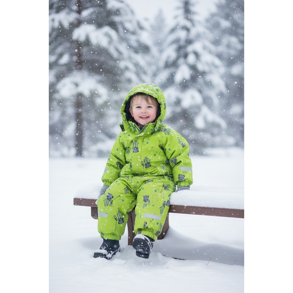 Lassie by Reima Finland Kids‎ Lime Green Panda Print Insulated Snowsuit 74 9M